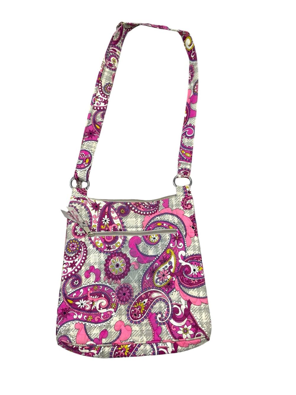 Vera Bradley Paisley Meets Plaid Hipster Crossbody Bag Pink Quilted Purse